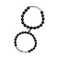Obsidian Buddha beads couple bracelet DIY set with 8mm and 10mm beads