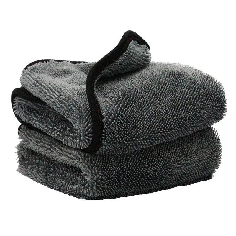 Grey microfiber car wash towel measuring 40cm by 40cm on a solid background.