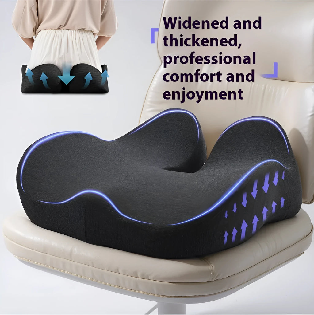 Office memory foam chair cushion in light grey black or green measuring 46x43x12cm