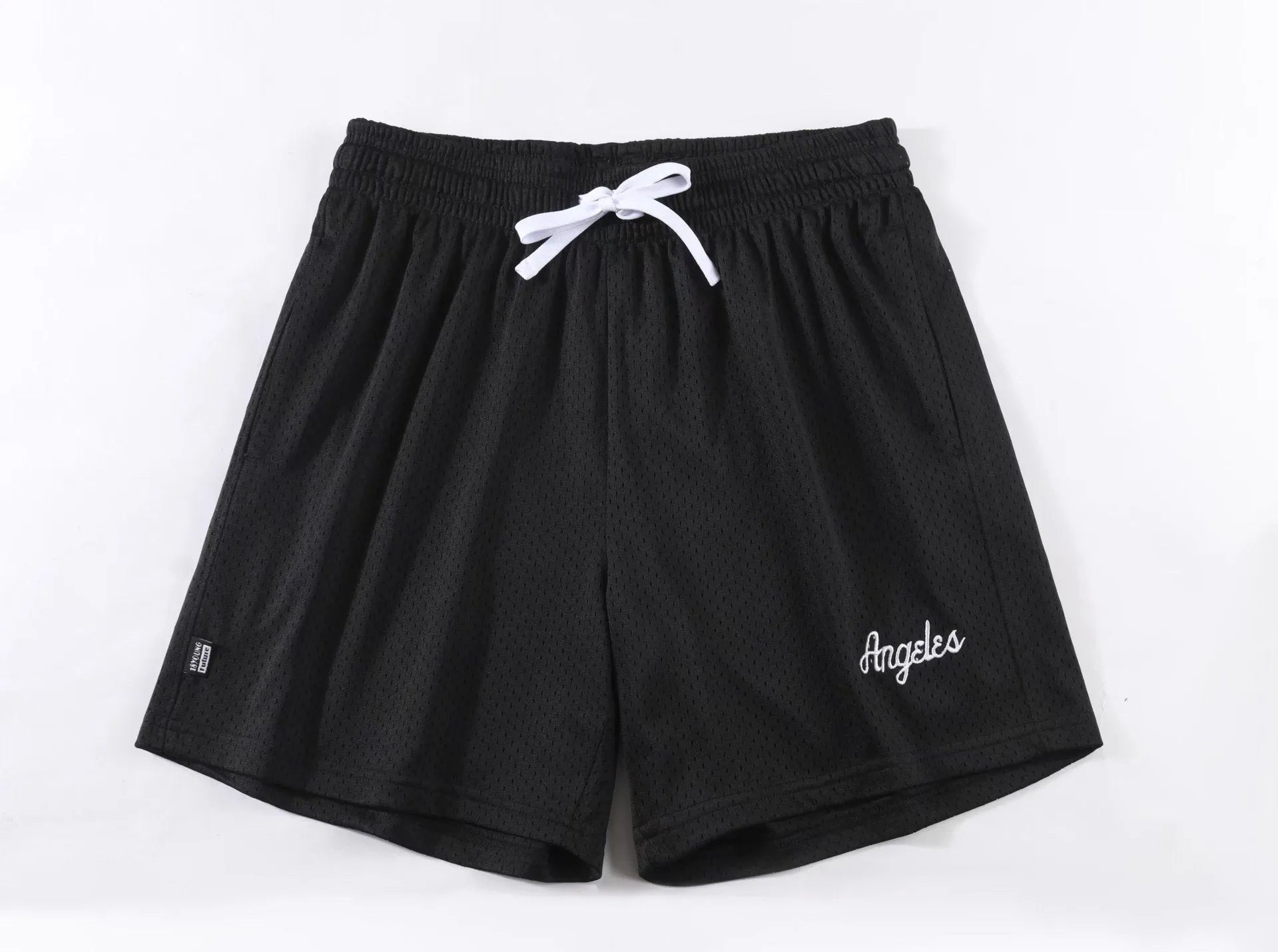 Men's personalised double-layer mesh shorts in polyester available in eight colours including sports purple with Asian sizing