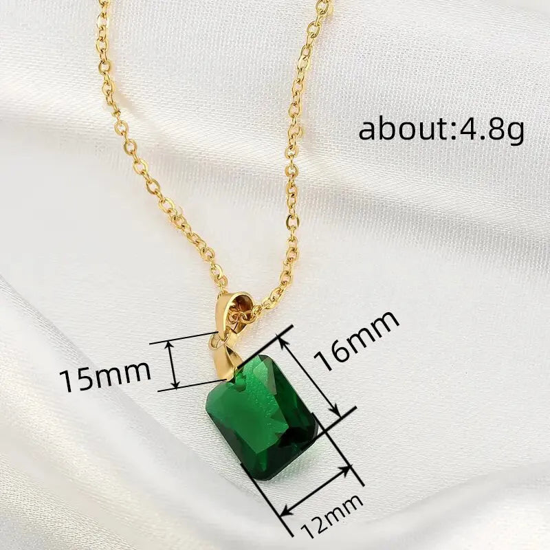 Copper geometric necklace with rectangular quadrilateral pendant on O-ring chain