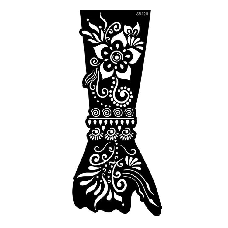 Geometric hollow template tattoo sticker with machine-cut edges and three-dimensional paper carving texture