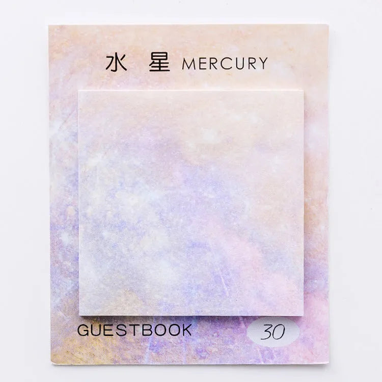 Square planet sticky notes notepad with oil painting designs of Earth, Mars and celestial bodies