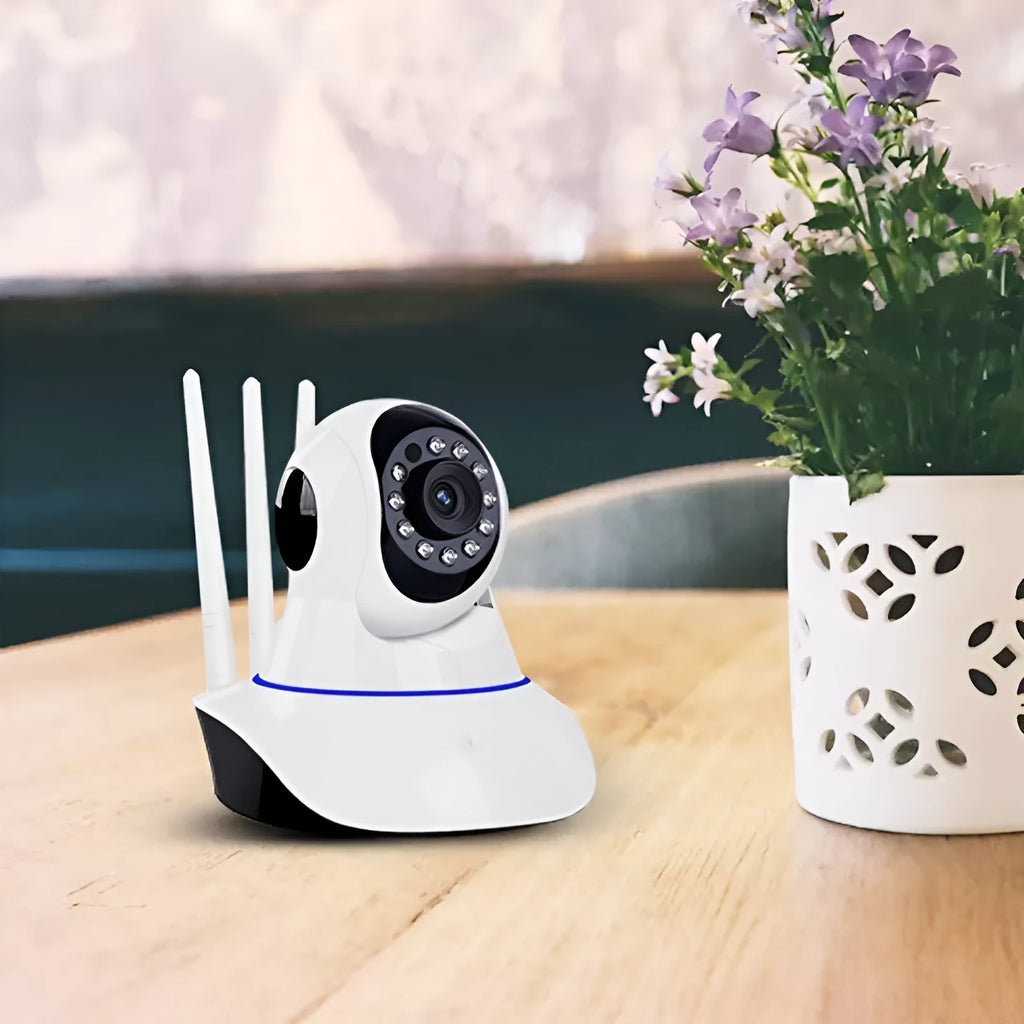 White dome security camera with 2 million pixel resolution for indoor and outdoor wireless surveillance
