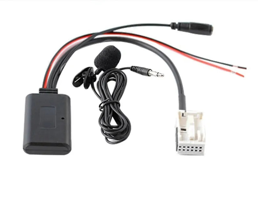 Bluetooth AUX audio cable and microphone kit for Citroen and Peugeot car stereos.