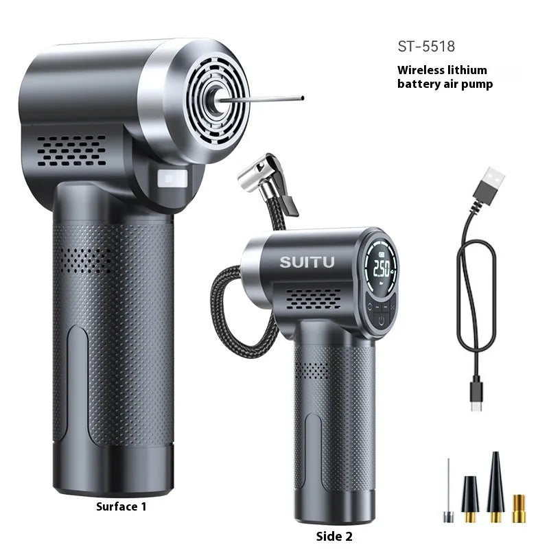 ST-5518 wireless portable automatic car tyre inflator with ABS body and built-in light, 17 cylinders