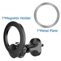 Black magnetic car phone holder with O-ring bracket for air vent mounting