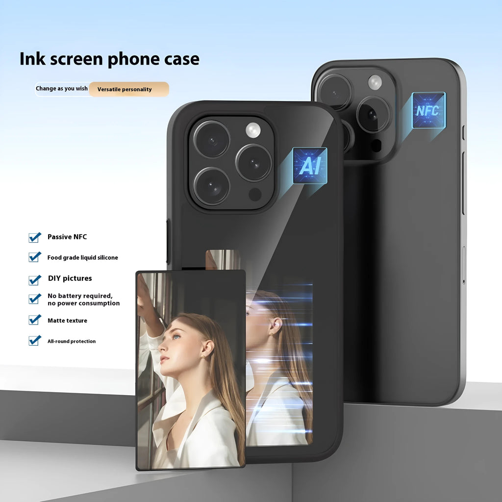 TPU phone case with DIY projection screen four-colour display and mirror finish for iPhone 14 Pro
