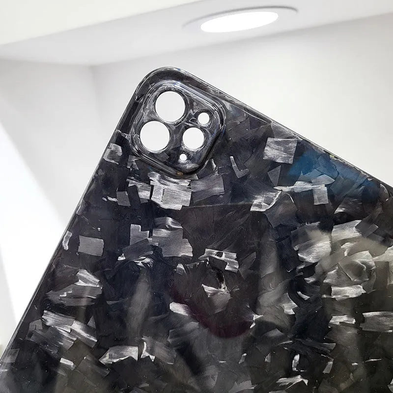 Real carbon fibre hard protective case for Apple iPad Pro 11 tablet in a matte finish.
