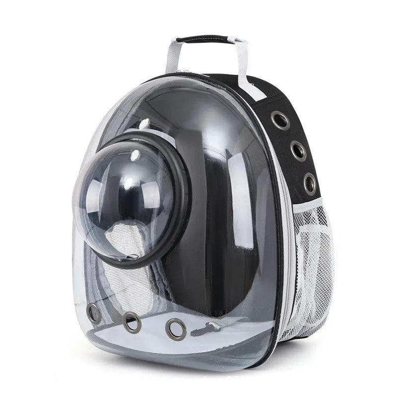 Grey PC astronaut-style cat carrier bag with side opening and large interior space.