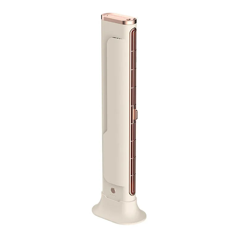 Roman column dual-purpose floor fan in creamy-white with USB cable and control switch