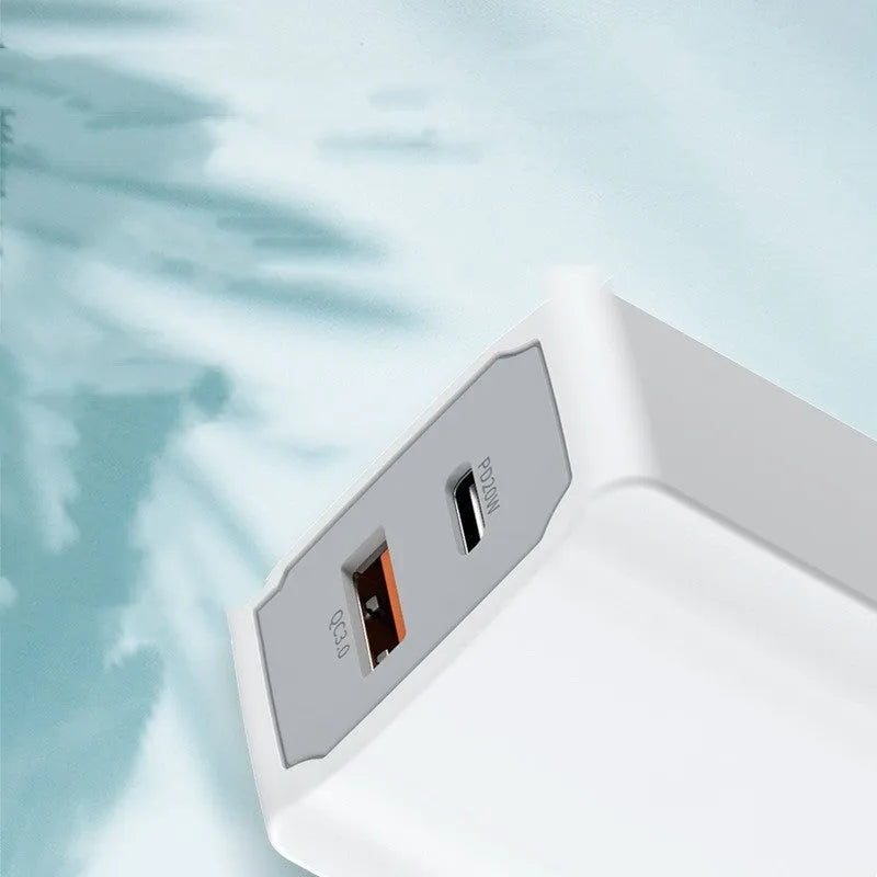 White European standard fast charger set with USB cable and fireproof ABS PC construction