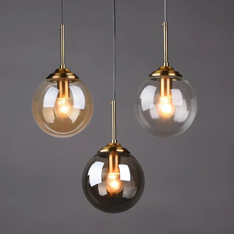 Modern round glass ball chandelier with Nordic styling for living room or dining room