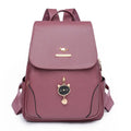 Women's textured leather backpack in black with three-dimensional pockets and street style design