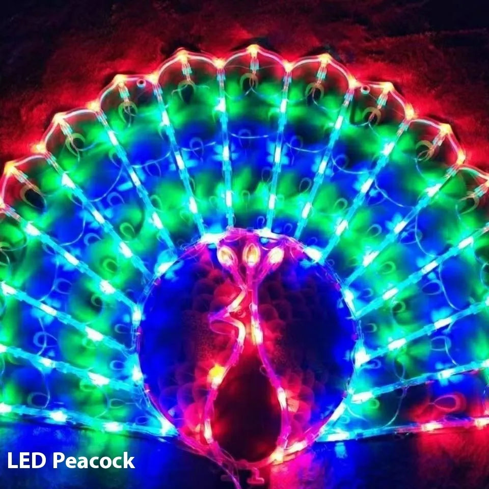 Christmas outdoor decorative string lights with peacock, love heart, sunflower and star shapes