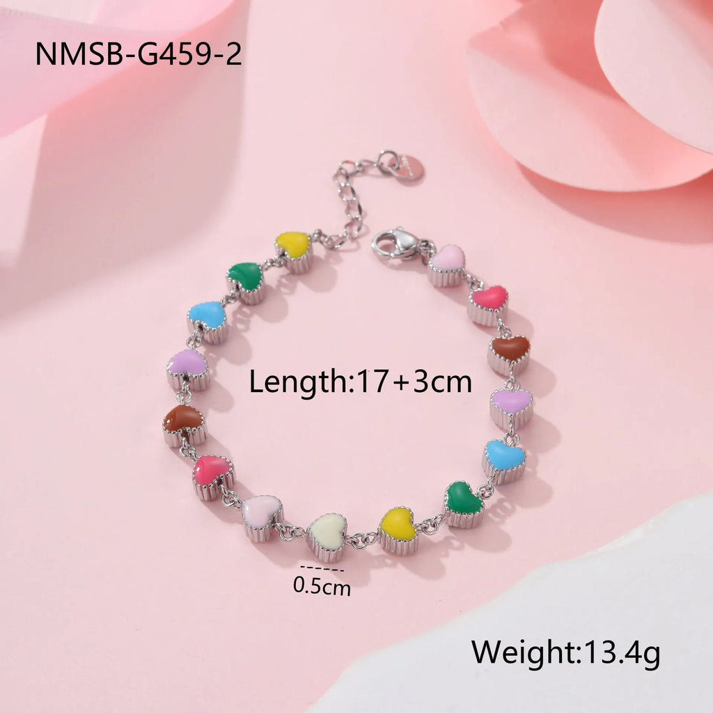 Women's heart-shaped titanium steel bracelet with 18K gold electroplating in gold or steel colour options