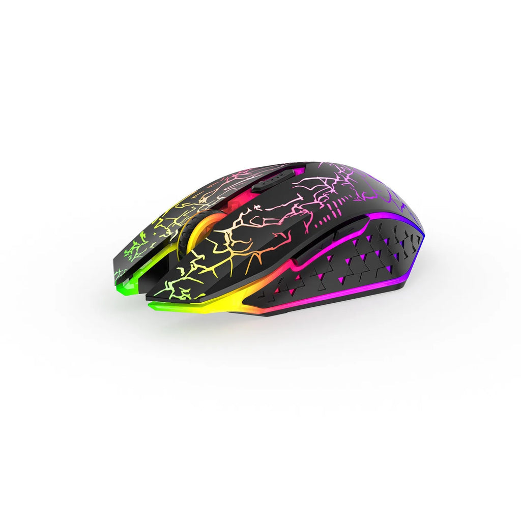 Rechargeable Bluetooth dual-mode gaming mouse with breathing light in black or white colour options
