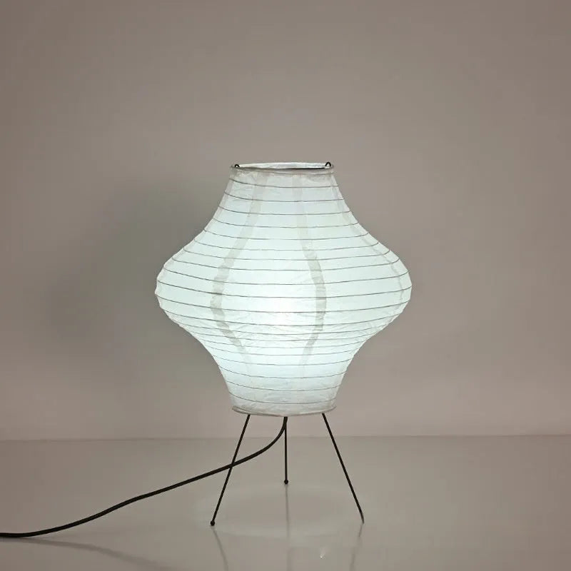 Japanese style table lamp with xuan paper shade and tricolour lighting, 45cm height