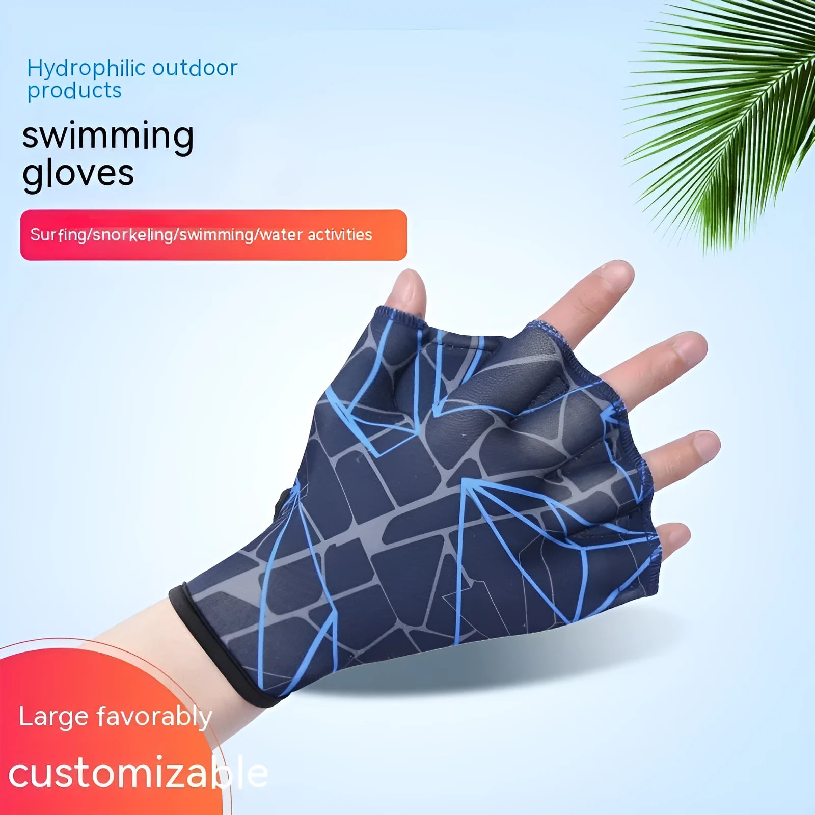 Nylon webbed duck feet swimming gloves in multiple colour prints with sizes S, M, L available