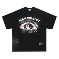 Short sleeve cotton T-shirt with retro hip hop letter print in black or white