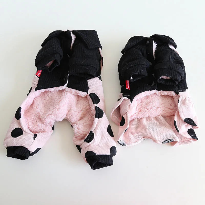 Petstyle couple-themed dog clothes with lapel and shoulder strap design in cloth fabric.