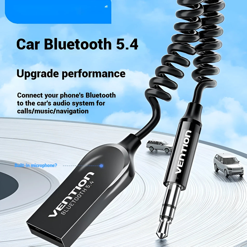 USB car Bluetooth audio receiver with zinc alloy USB connector and copper 3.5mm audio connector