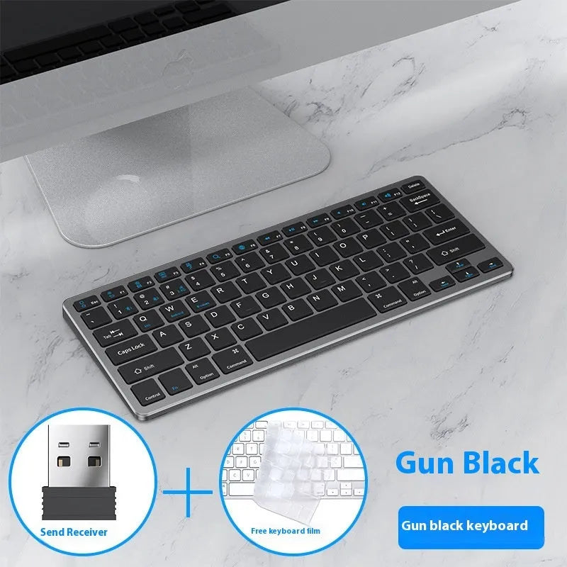 Wireless keyboard and mouse combination in black, gun colour or silver with USB receiver and keyboard cover