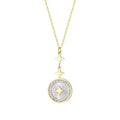 Women's titanium steel necklace with geometric six-pointed star pendant on O-ring chain