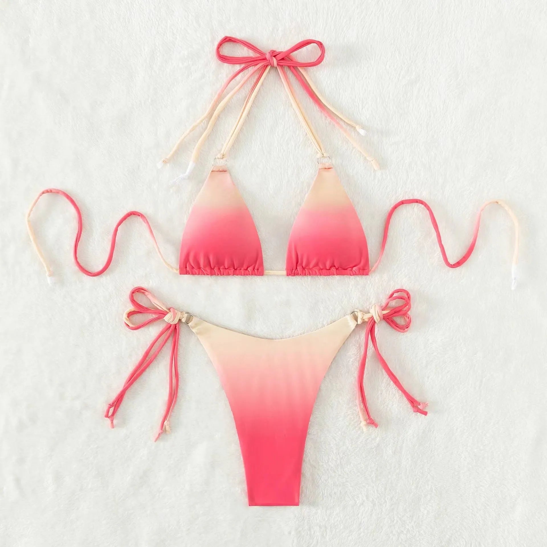Women's rainbow gradient colour bikini swimsuit with separated top and bottom