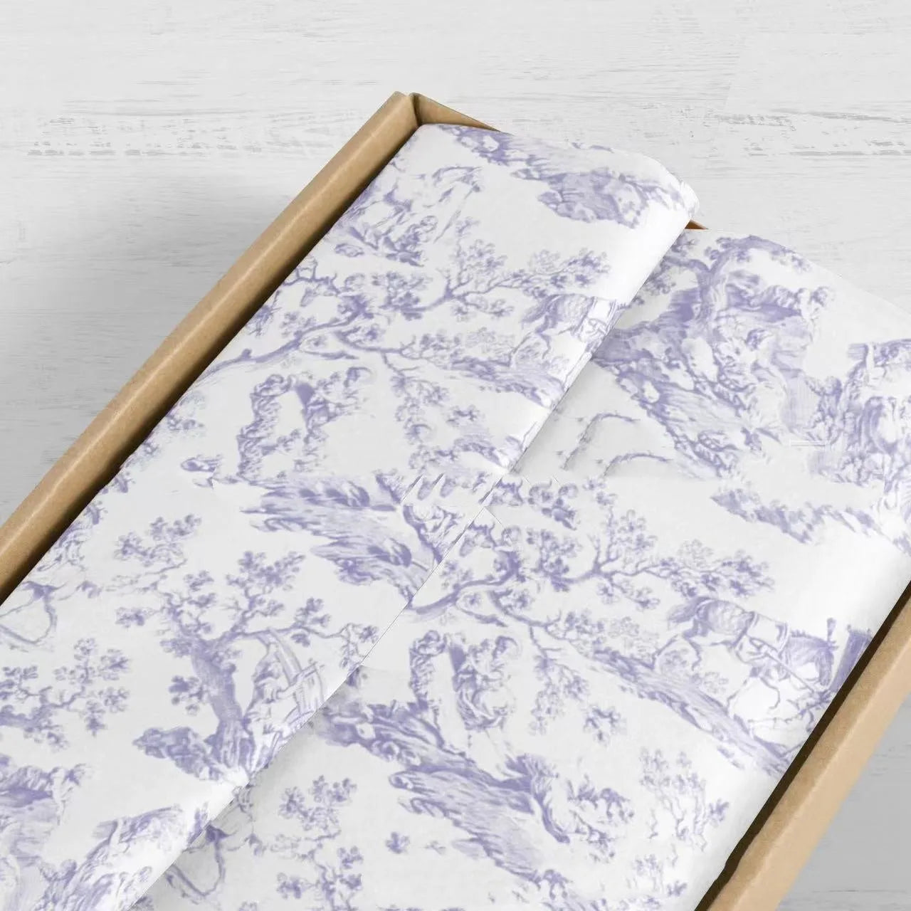 French romance style decorative tissue paper roll in pink purple and green purple colours, 50x70cm sheet size