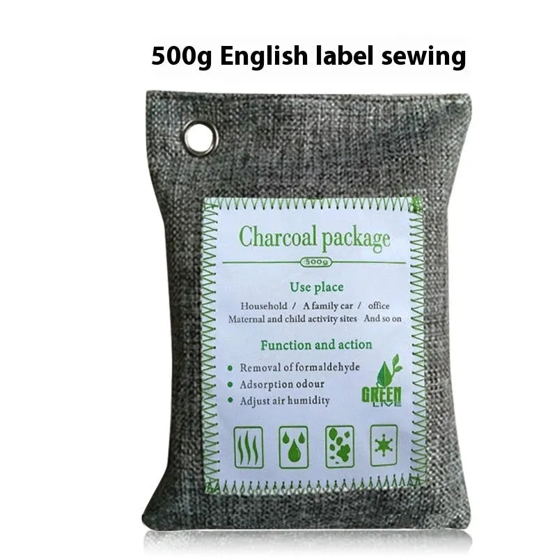 Bamboo charcoal bags for formaldehyde removal in 100g, 200g, and 500g sewing styles