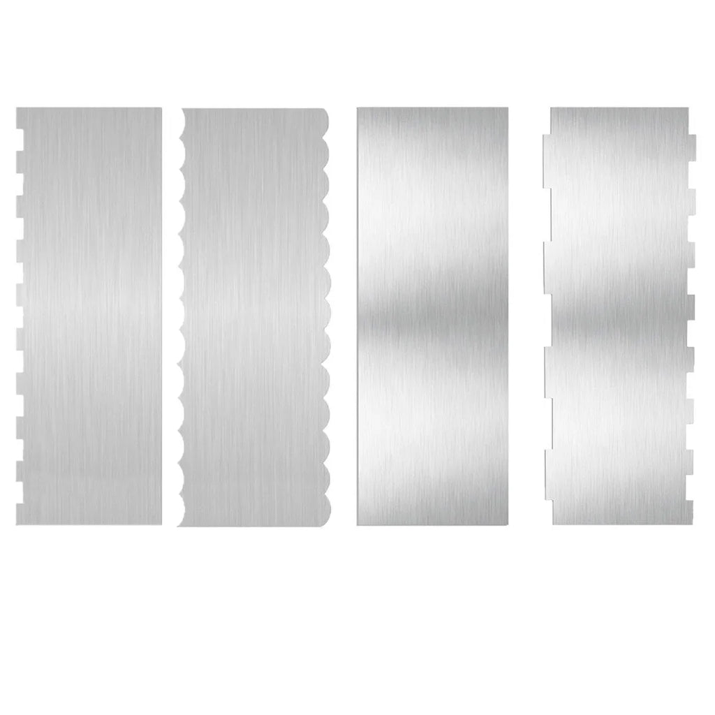 Stainless steel cream scraper cake decorating tool with polygon pattern edge