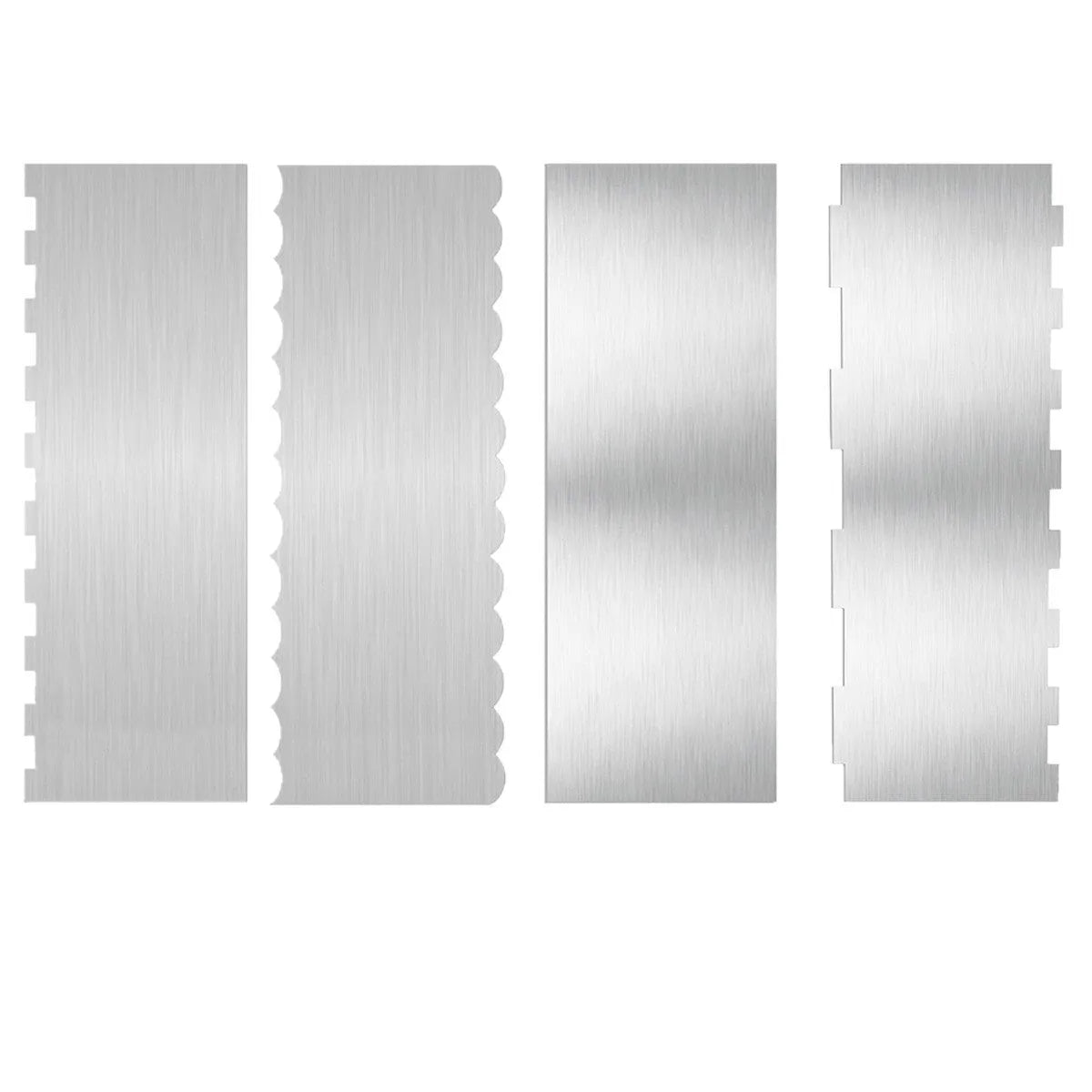 Stainless steel cream scraper cake decorating tool with polygon pattern edge