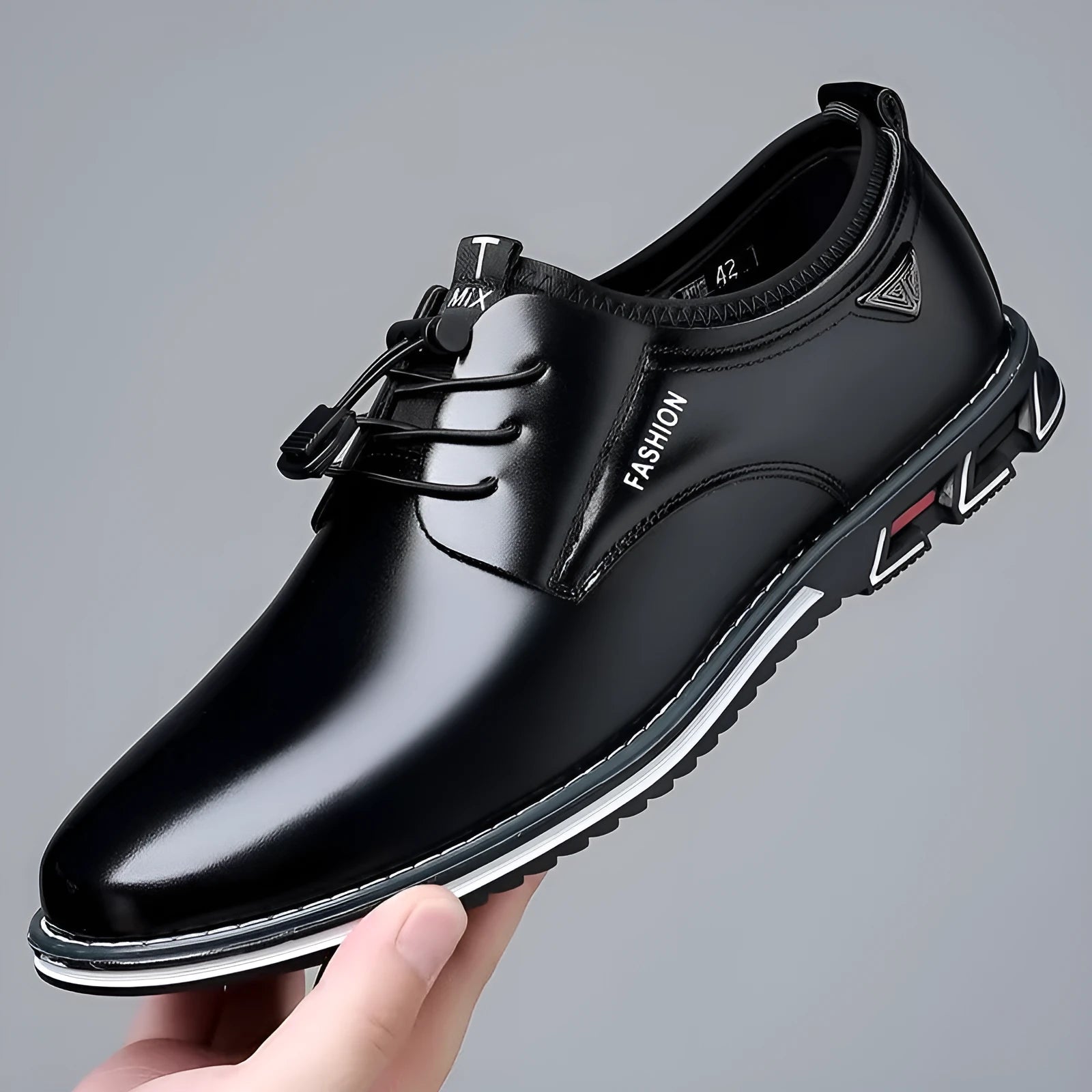 Plus size mens casual leather shoes artificial pu upper rubber sole wedge heel round toe