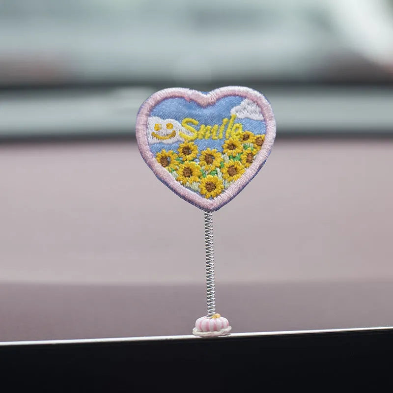 PVC cartoon duckling car interior decoration set with six small ducks and one sign