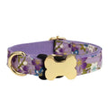 Flat fabric printed grid nylon dog collar with bone buckle in multiple colour options