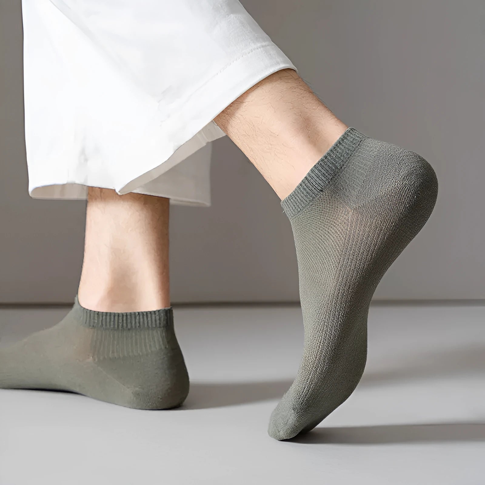 Men's solid colour polyester low-cut boat socks shown in one of six available colour options