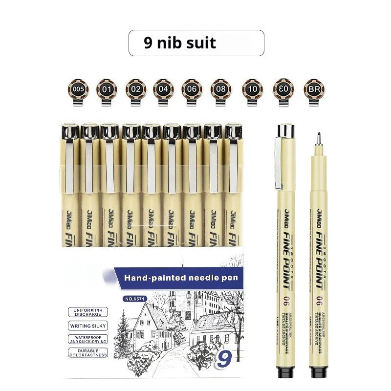 Needle drawing pen with syringe cartoon design, 133mm long with waterproof black ink