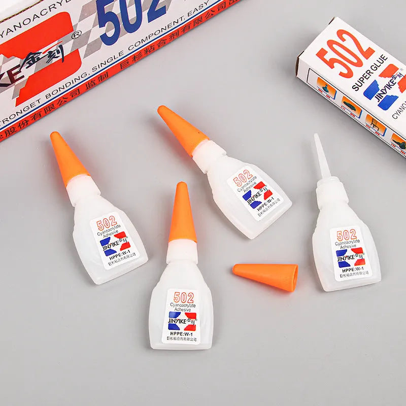 Two tubes of instant strong shoe repair adhesive glue, showing 3g and 8g size options.