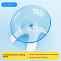 Plastic hamster running wheel in white with frisbee shape and no-stick foot surface for exercise
