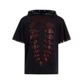 Black men's hooded t-shirt with sequin detail and short sleeves