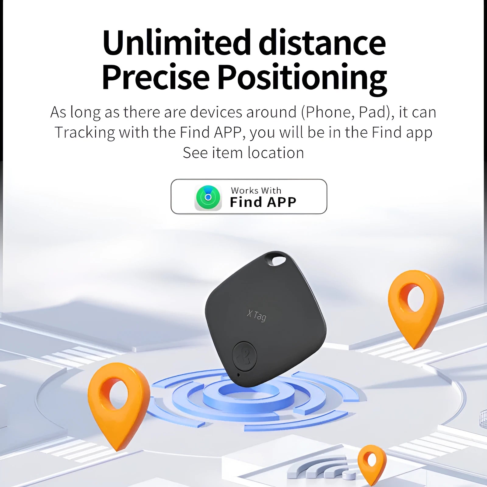 Bluetooth anti-lost tracker device for keys and wallet in black, white, pink, blue or green colours.