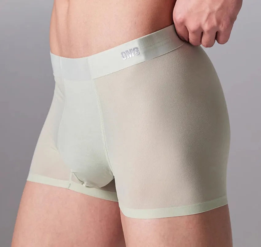 Men's seamless lightweight sports underwear in black, shown flat, highlighting the antibacterial crotch panel.