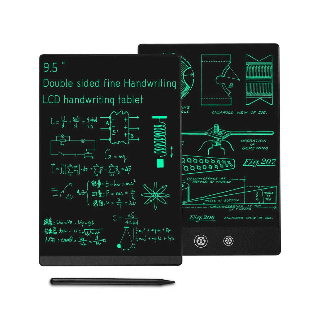 9.5 inch double sided LCD handwriting board with pen in black colour