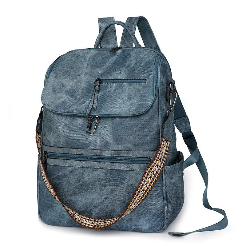 Retro college backpack in black with curved shoulder straps and stitching details