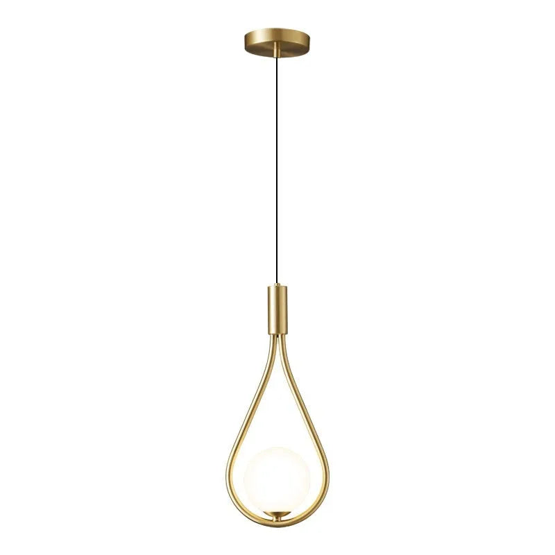Copper modern minimalist bedside chandelier for bedroom ceiling.