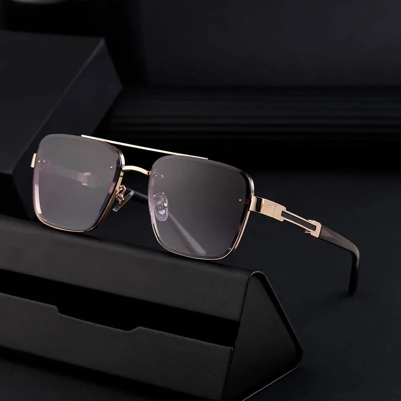 Men's vintage-style sunglasses with polycarbonate frames and lenses in a gradient blue colour option.