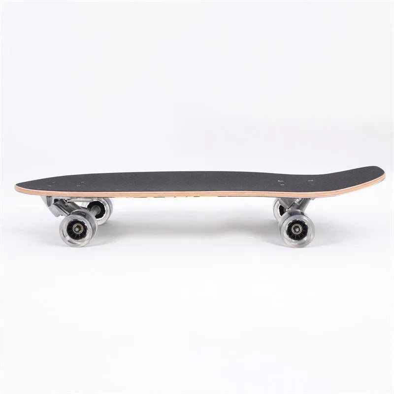 White wooden street scooter with 31-inch maple deck and wheels