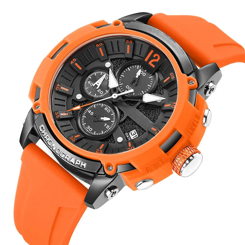 Men's multi-function luminous waterproof quartz watch with 51mm case in five colour options