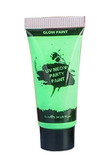 25ml plastic squeeze tube of neon green face paint and body paint with non-toxic gouache formula